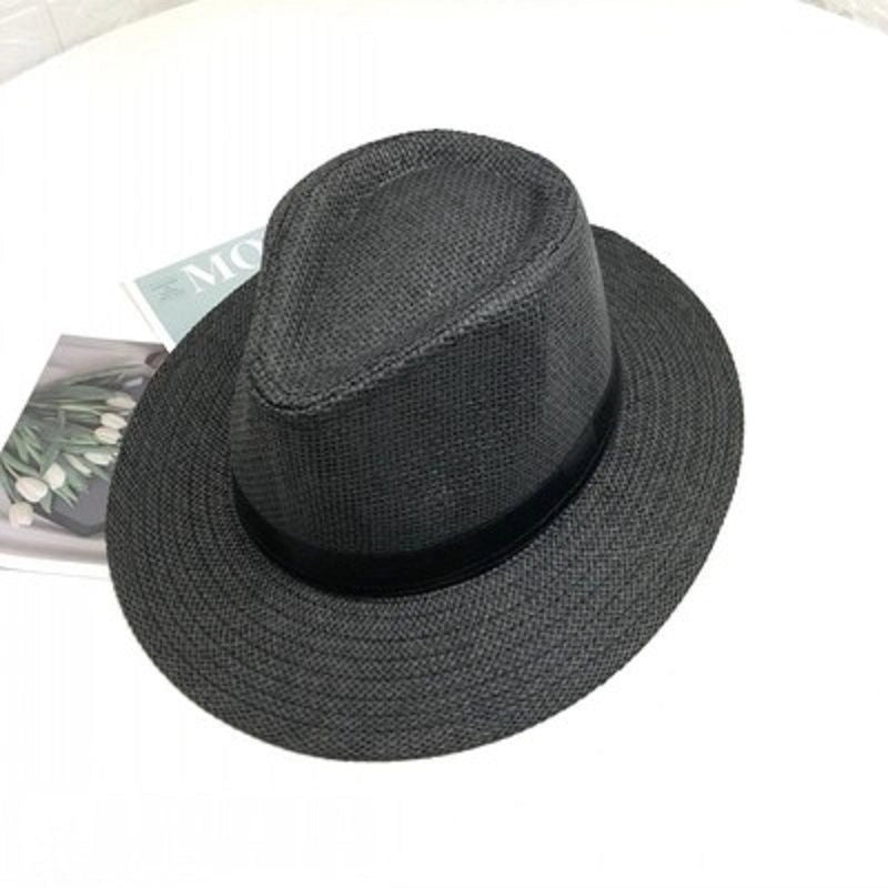 Paper Grass Large Flat Brim Top Hat For Middle-aged And Elderly Summer Sunscreen Sun Hat Panama Straw Hat Men's Outdoor Sun Hat