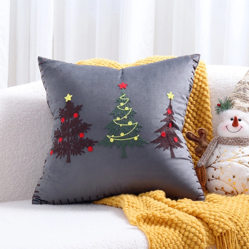 Fashion Christmas Tree Elk Short Plush Pillow Cases