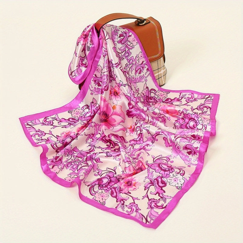 Women's Vintage Style Minimalist Flower Polyester Printing Silk Scarf