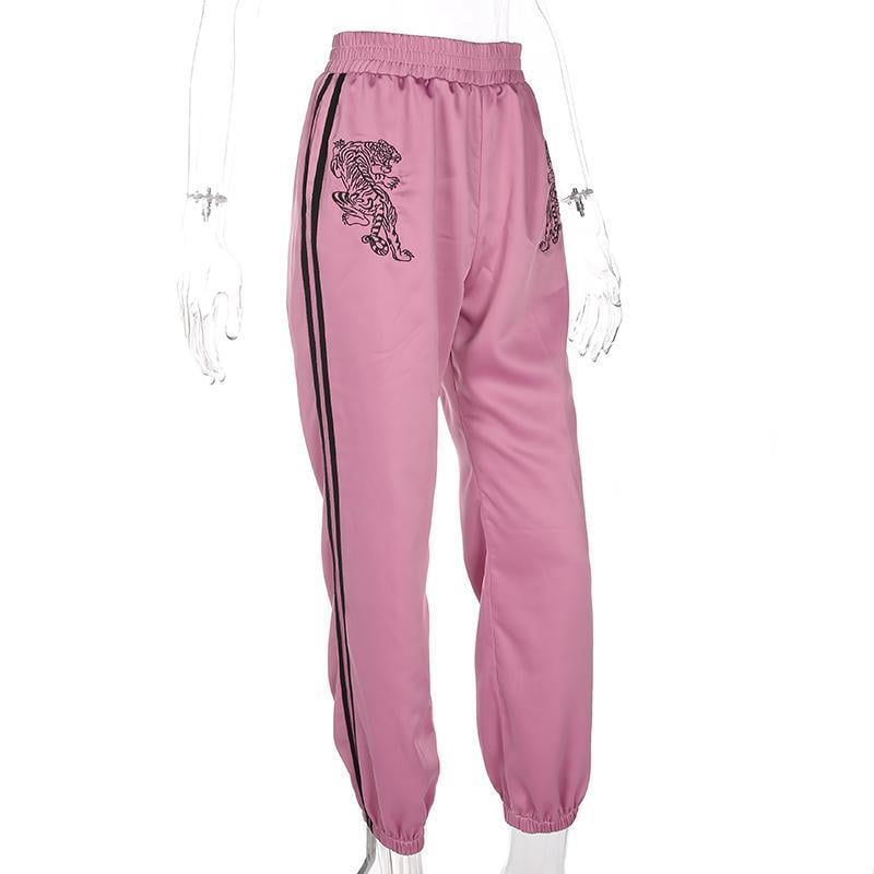 Satin Embroidered Tiger Trousers