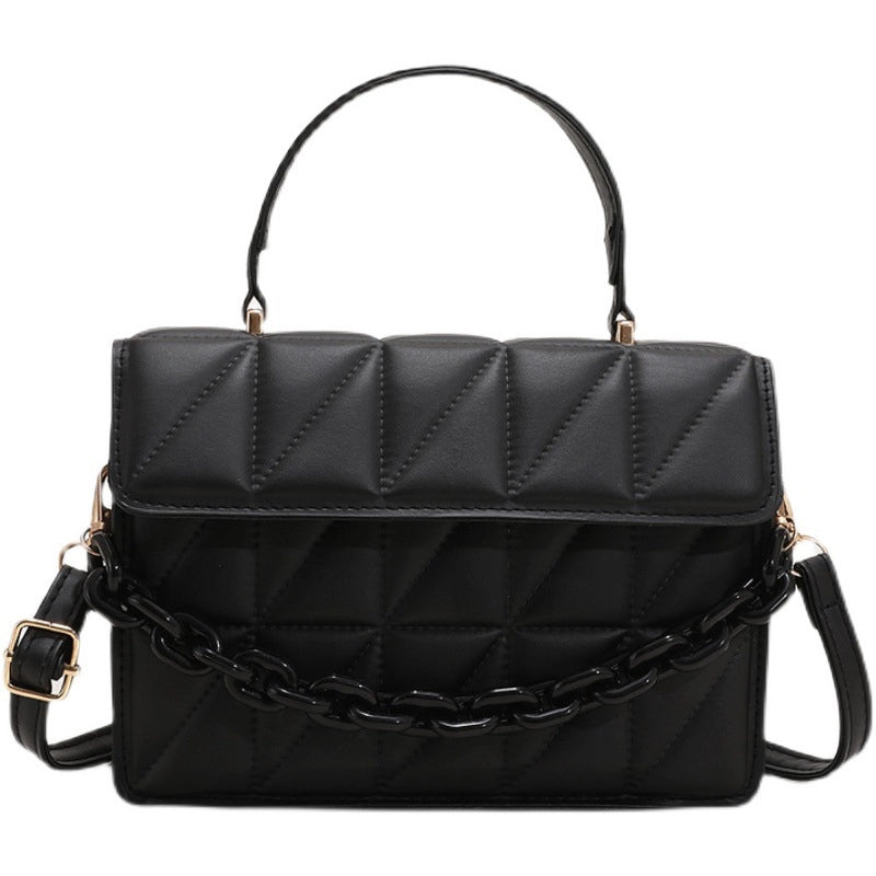 Women's Medium Pu Leather Solid Color Streetwear Square Flip Cover Crossbody Bag
