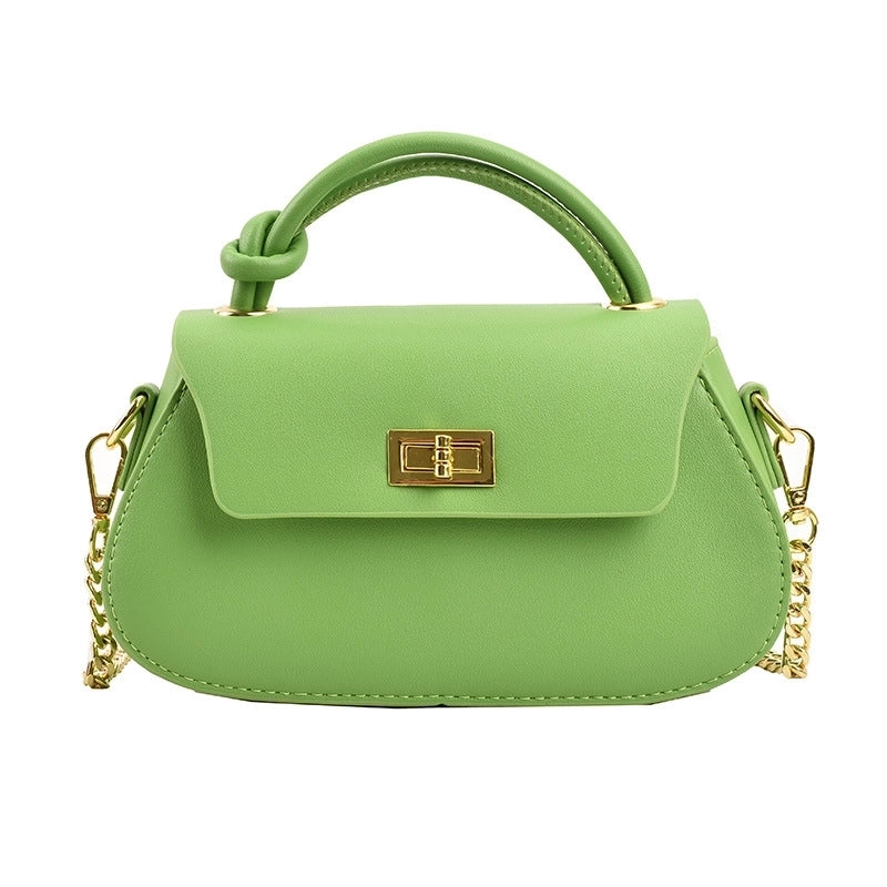 Women's Medium Pu Leather Solid Color Elegant Classic Style Lock Clasp Crossbody Bag