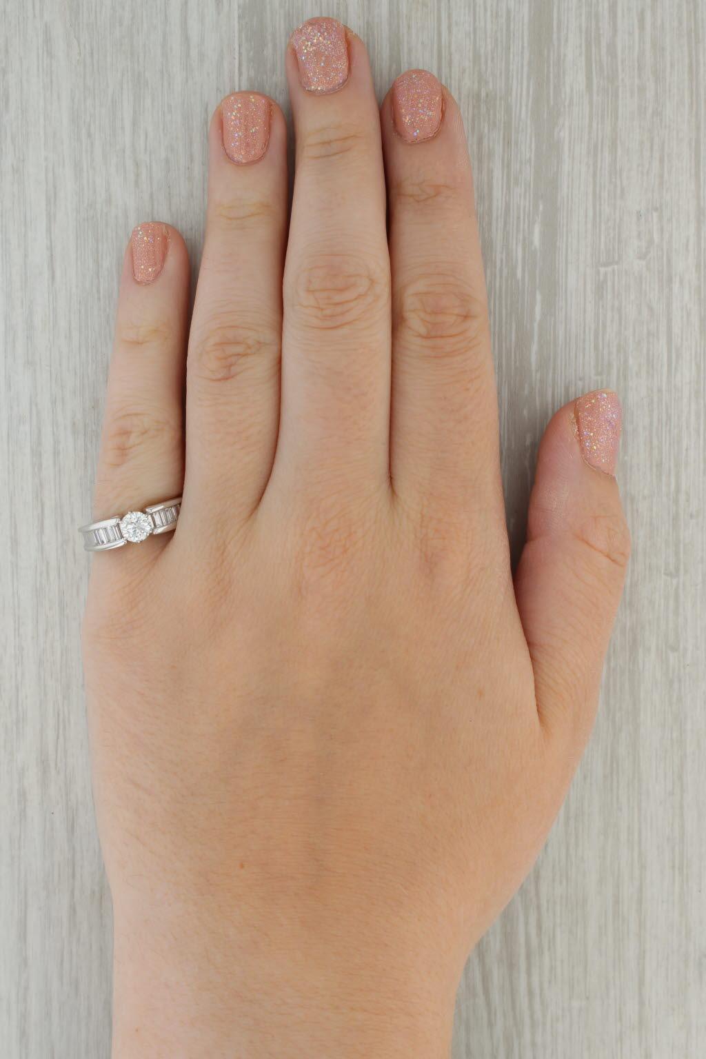 1.21ctw Round Diamond Engagement Ring 14k White Gold Size 7