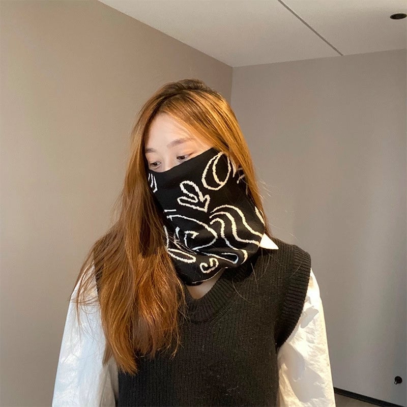 Unisex Minimalist Solid Color Polyester Crochet Lace Scarf Mask