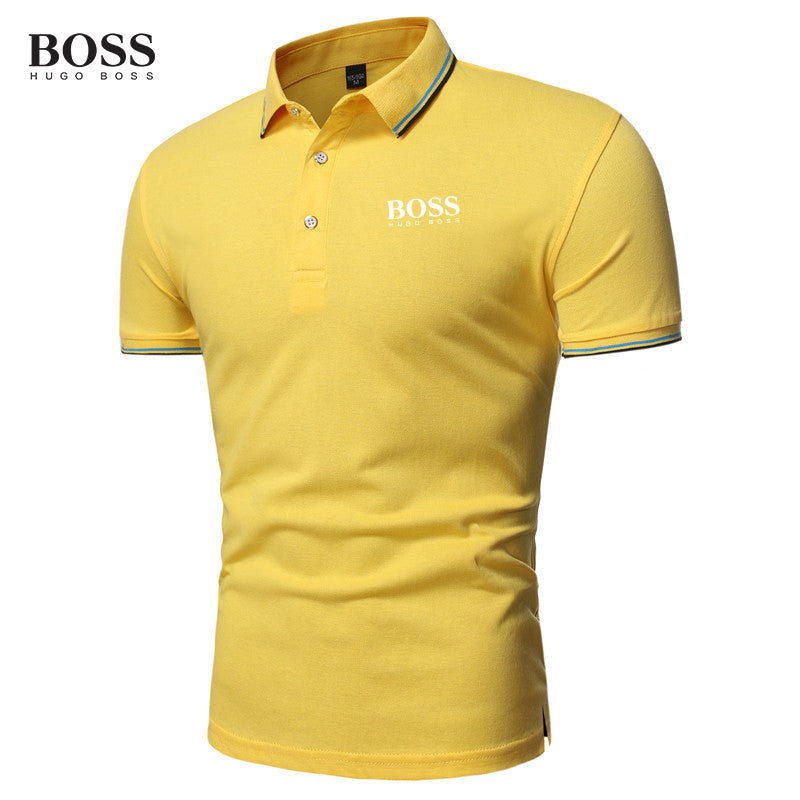 BOSS Men-s Button Stand Collar Short Sleeve Polo Shirts