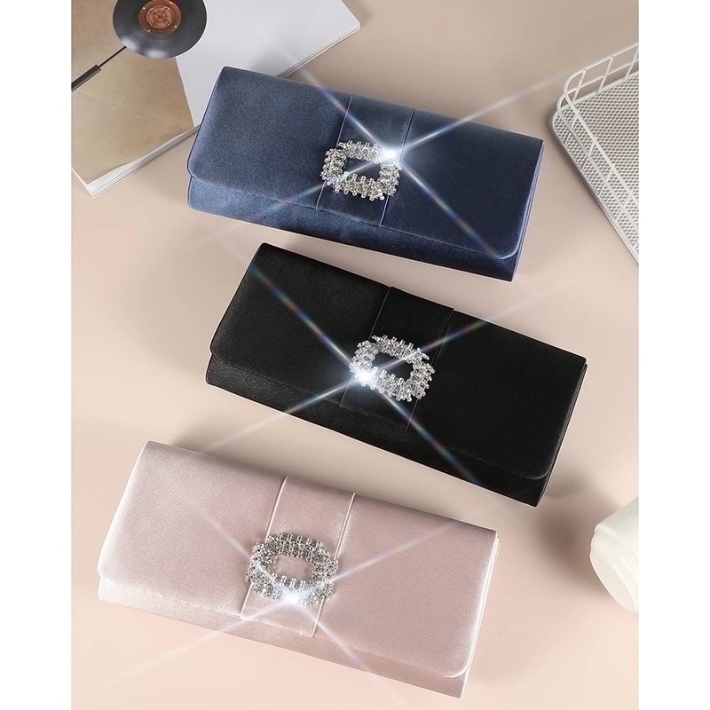 Blue Black Pink Polyester Solid Color Square Evening Bags