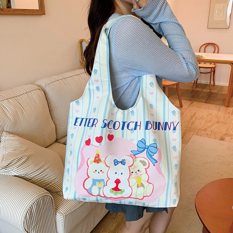 Women's Large Polyester Animal Letter Elegant Cute Streetwear Square Magnetic Buckle Tote Bag