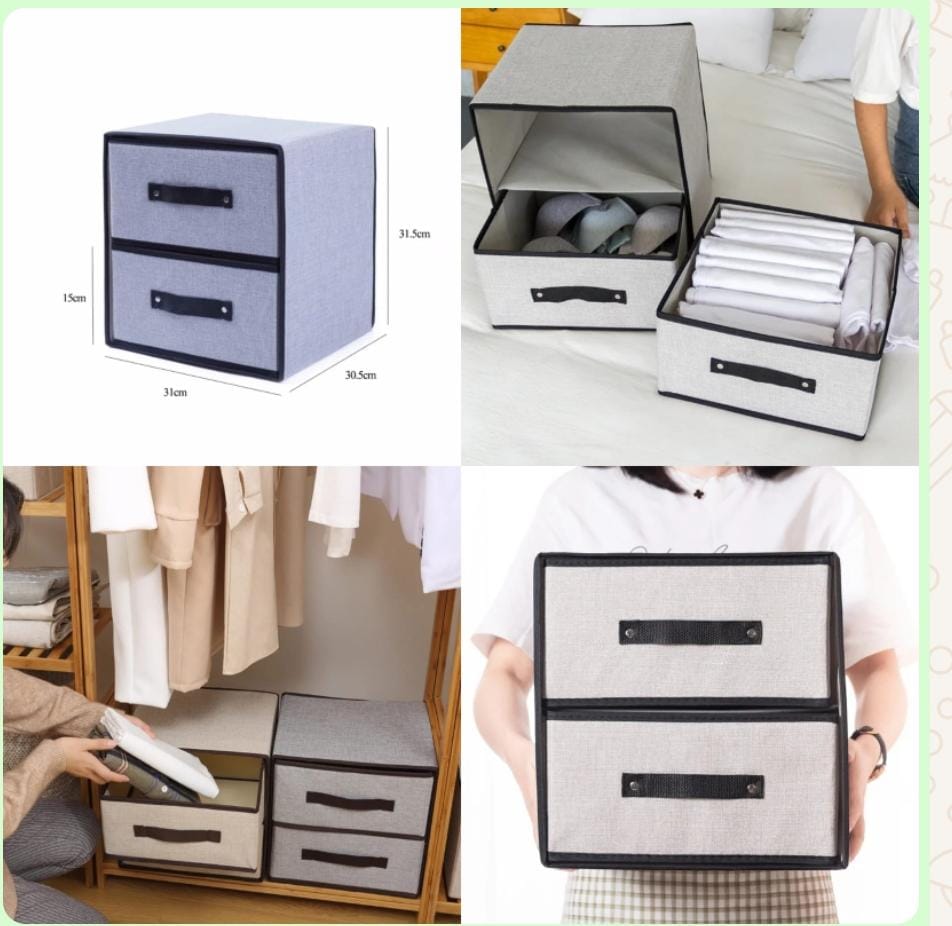 2 Drawer Fabric Storage Box