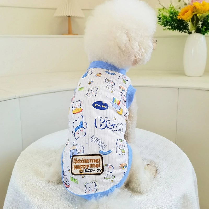 Knitted Pit Cartoon Printed Vest [pet Cute Super Cute Pet Clothing Dog Clothes]]