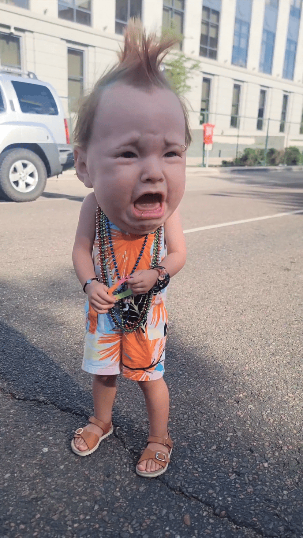 Creepy and hilarious Latex Head Masks (Crying punk baby)