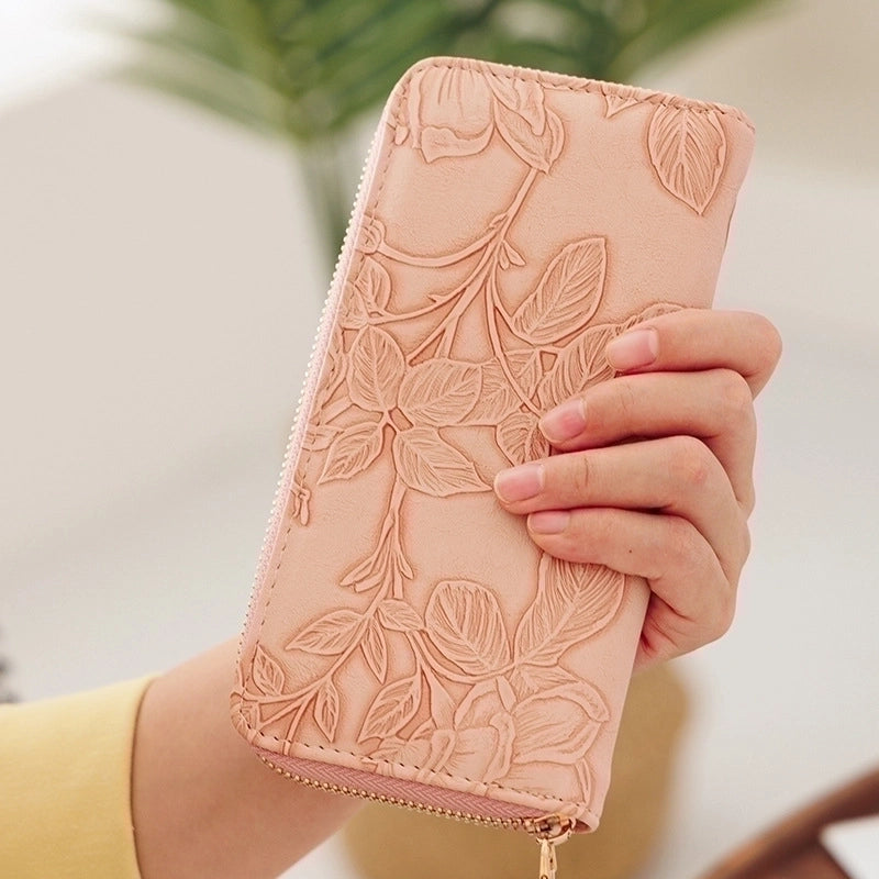 Women's Flower Pu Leather Zipper Wallets