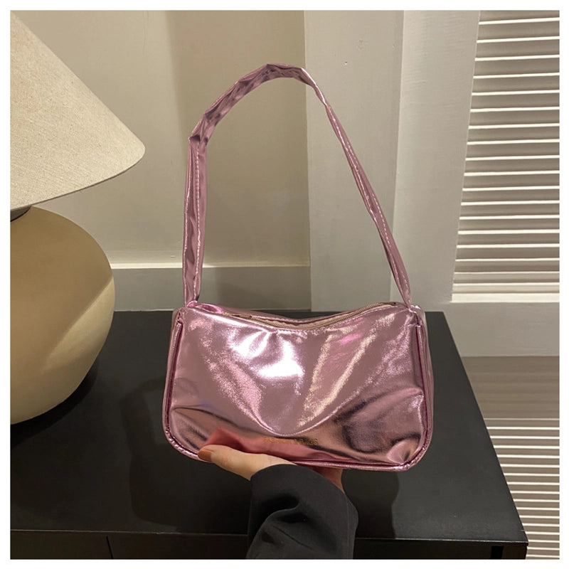 Women's Small Pu Leather Solid Color Streetwear Square Zipper Underarm Bag