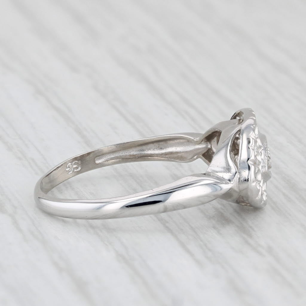 Vintage Diamond Princess Ring 10k White Gold Size 6