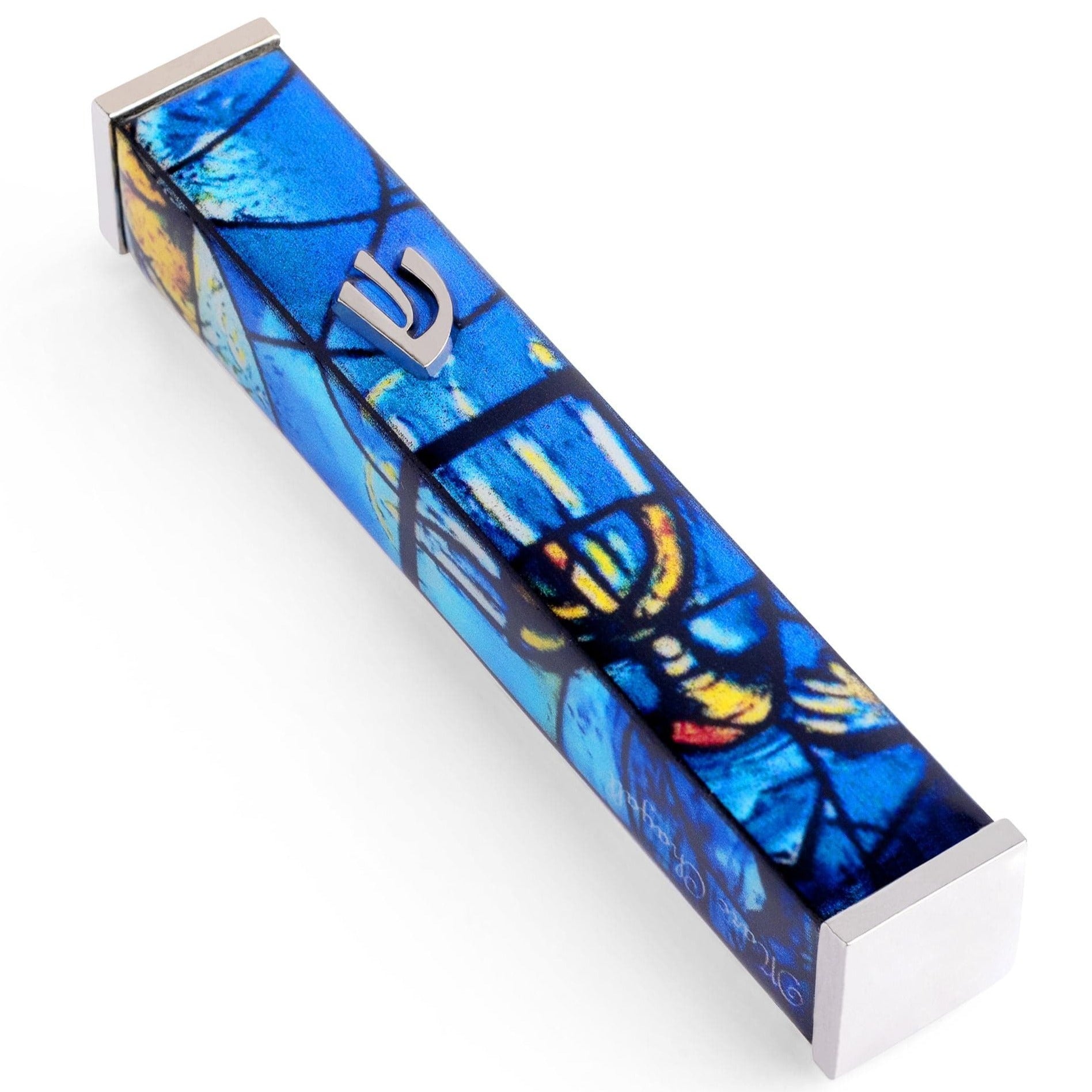 Blue and Silver Marc Chagall Mezuzah Case