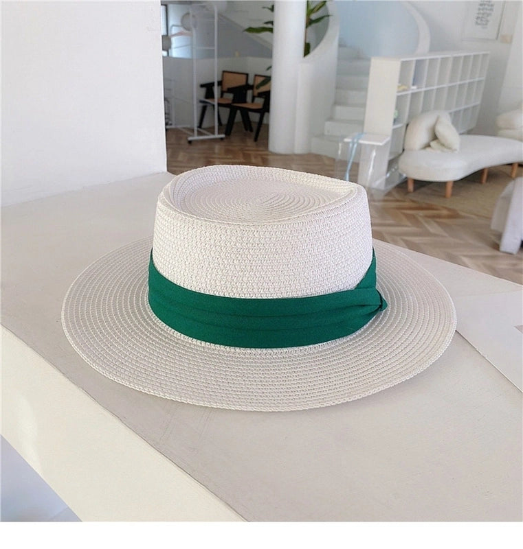 Women's Vacation Solid Color Flat Eaves Straw Hat