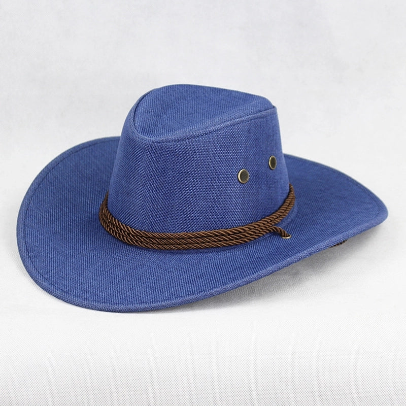 American Western Cowboy Hat Spring And Autumn Leather Men's Mountain Climbing Spanish Women's Sun Big Edge Sun Hat Sunscreen Travel