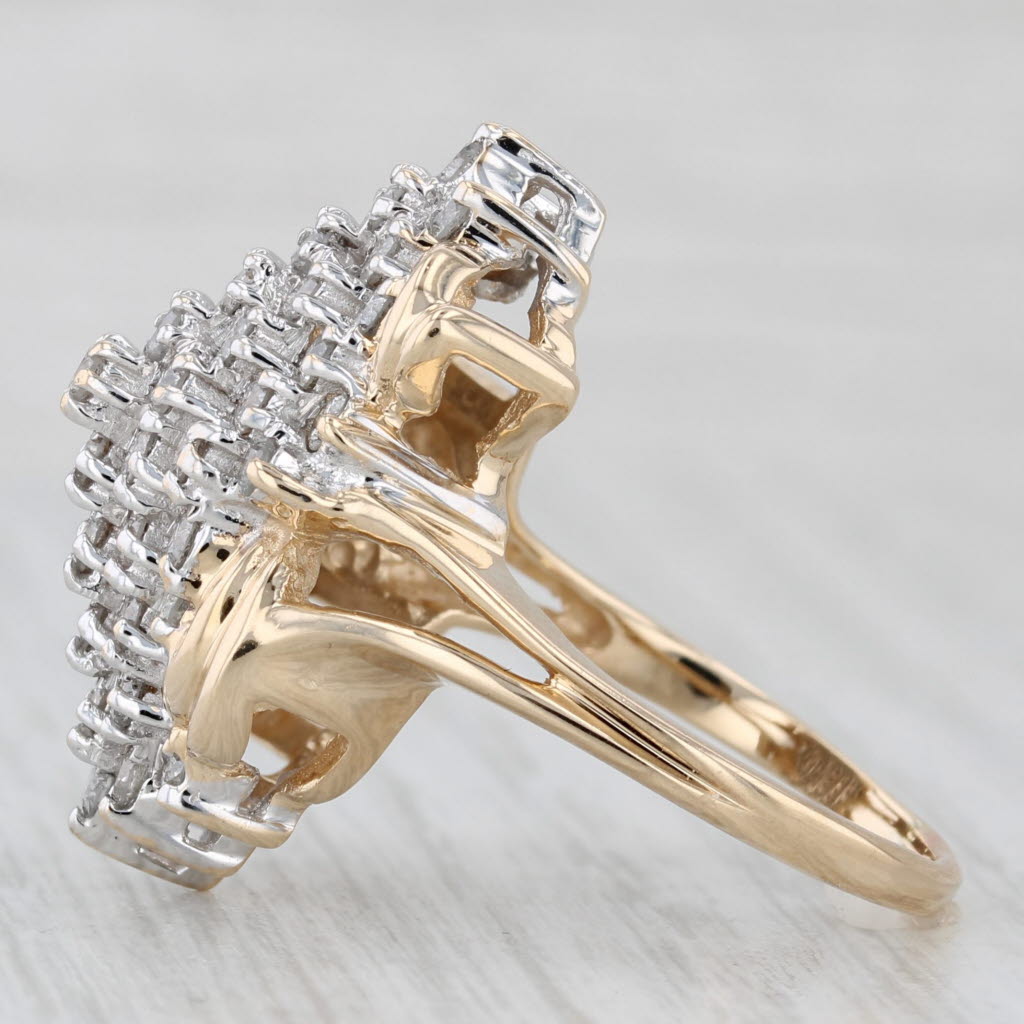 2ctw Diamond Cluster Cocktail Ring 14k Yellow Gold Size 8