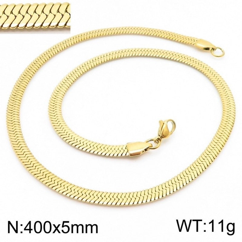Classic Style Solid Color Titanium Steel 18K Gold Plated Plating Chain Necklace