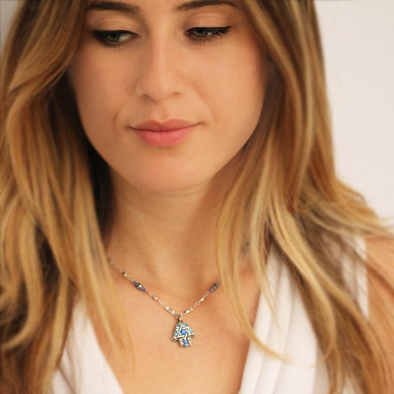 Blue Star of David Hamsa Necklace