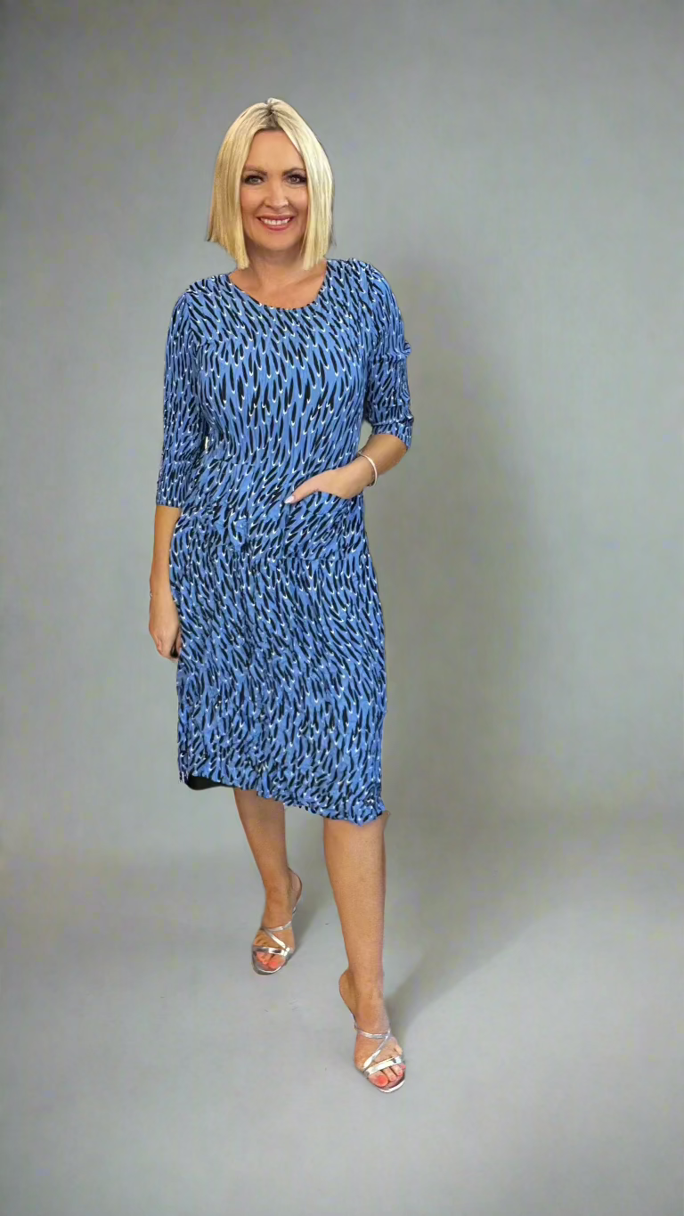 Smash Pocket Dress 3/4 sleeve - Blue