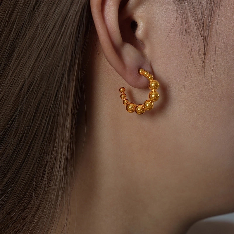 1 Pair Retro Streetwear Solid Color Plating Titanium Steel 18K Gold Plated Earrings