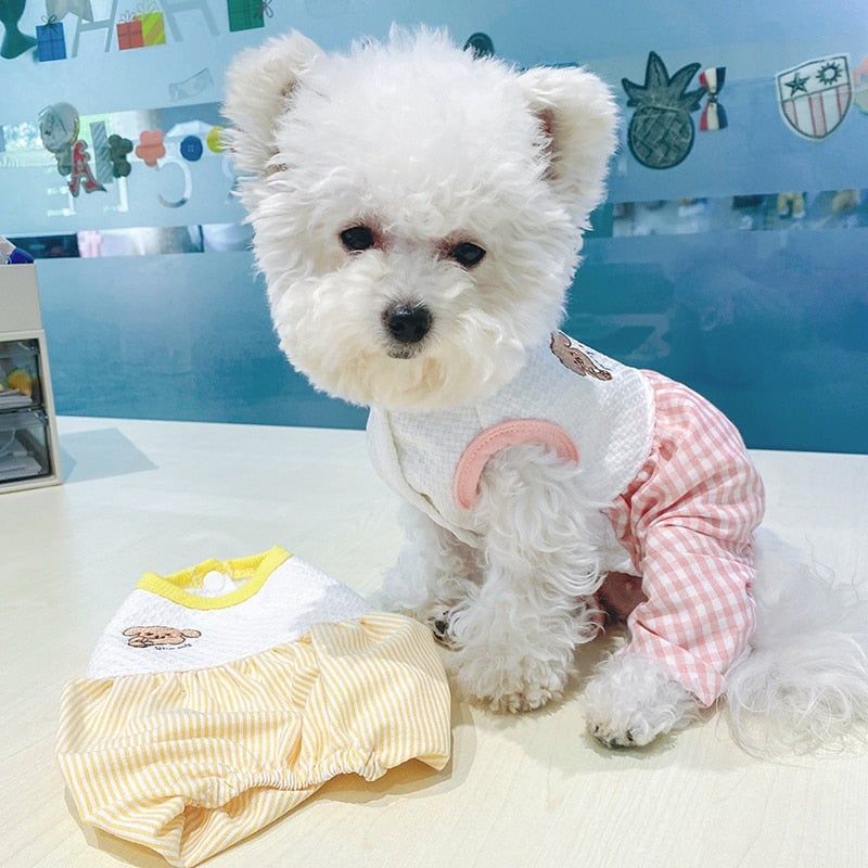 Plaid Bear Four-legged Dog Cat Clothes