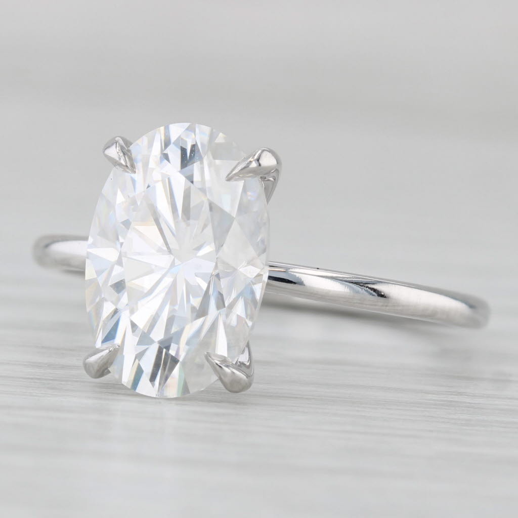 4.45ct Oval Moissanite Solitaire Engagement Ring 14k White Gold Size 8