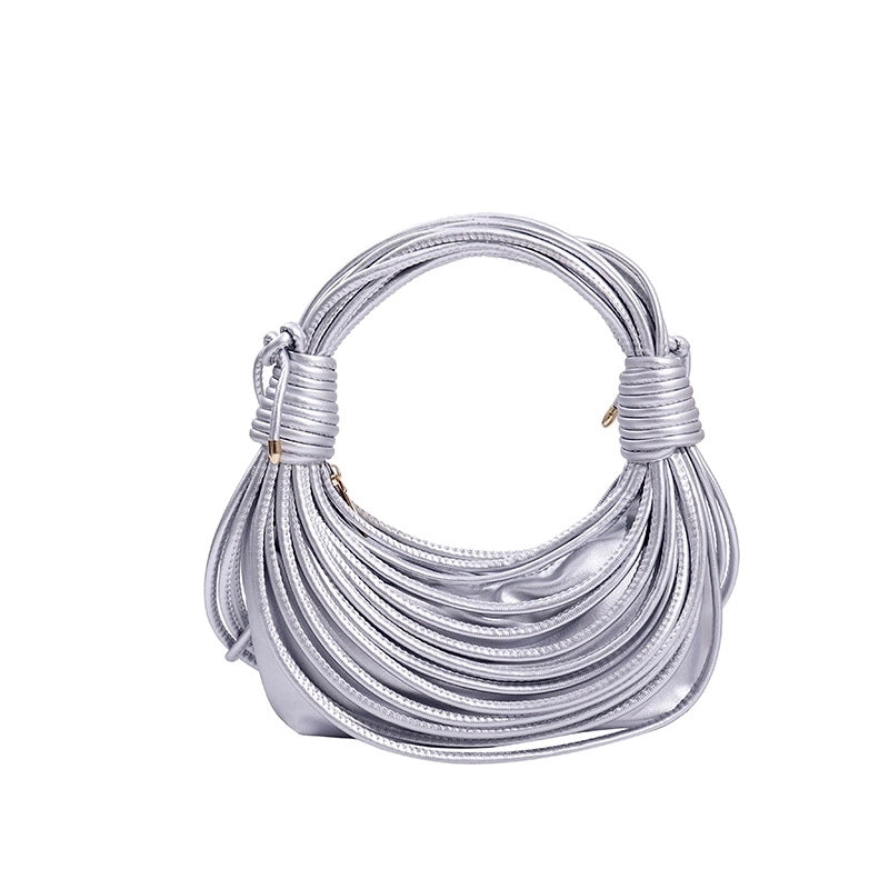 Women's Small Pu Leather Solid Color Streetwear Knot Thread Bundle Weaving Dumpling Shape Zipper Crossbody Bag
