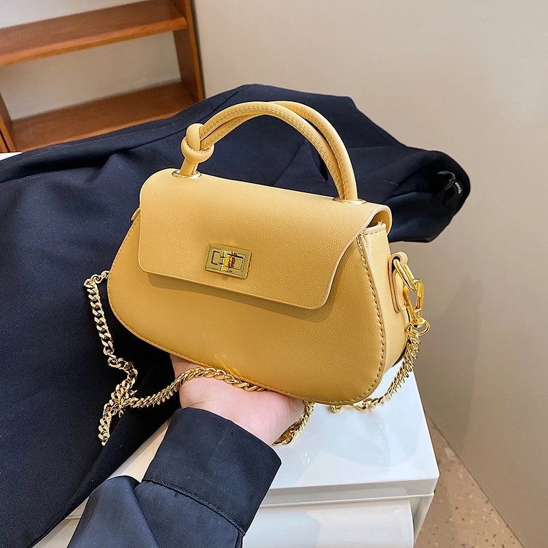 Women's Medium Pu Leather Solid Color Elegant Classic Style Lock Clasp Crossbody Bag