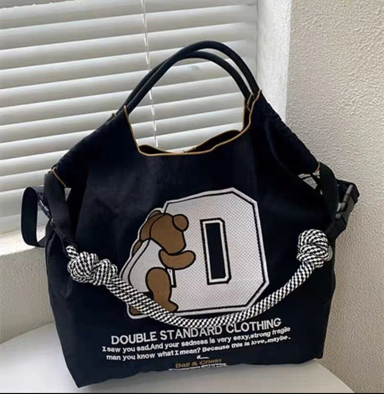 Women's Large Nylon Animal Donuts Basic Classic Style Square Open Shopping Bags