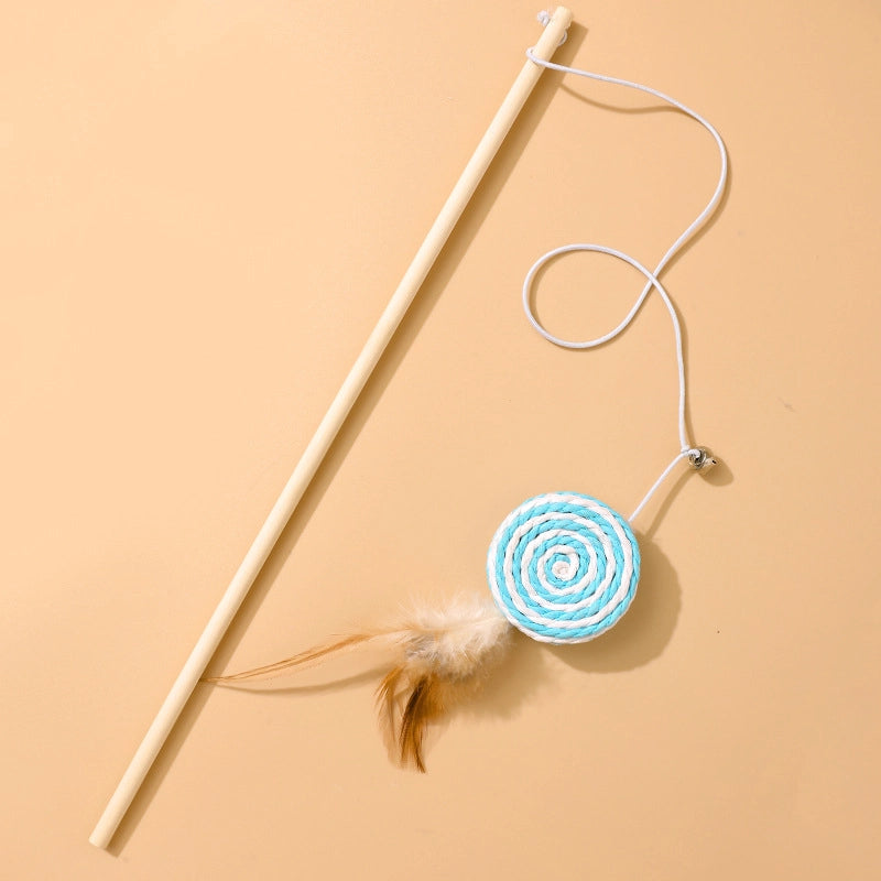 Cat Toys Linen Mouse Wooden Pole Cat Teaser Handheld Interactive Cat Teaser Toy Cat Supplies