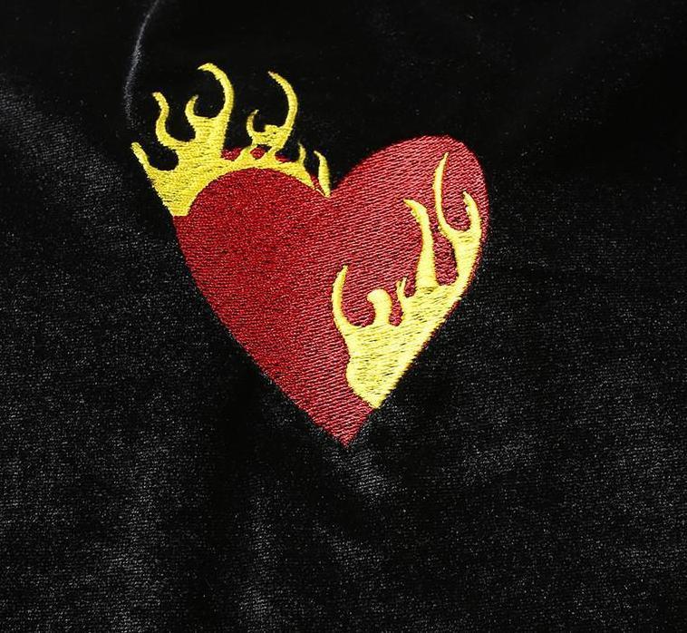 Flaming Heart Velvet Top