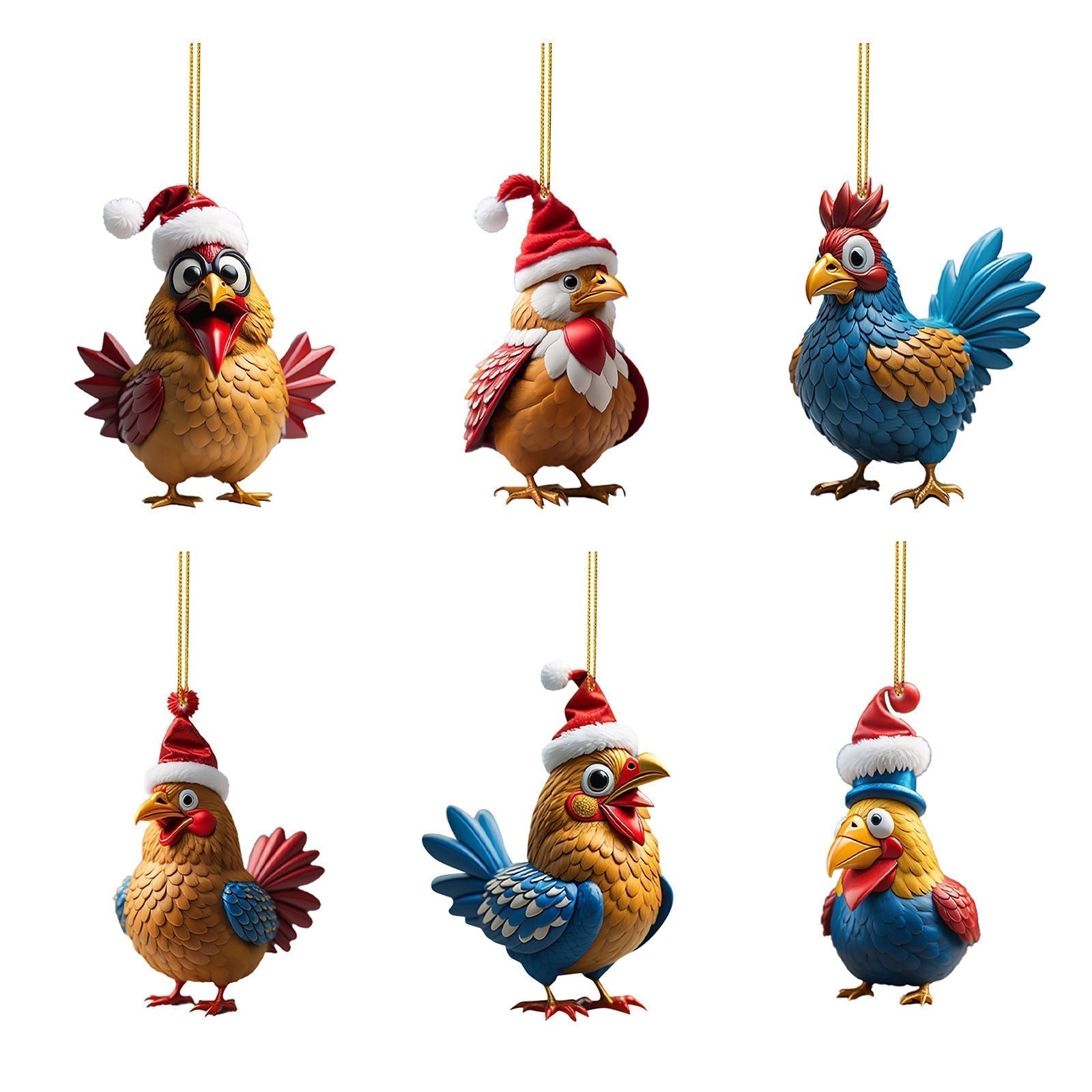 🎄12 Stuks🐓Kerstmuts kippen decoratie✨