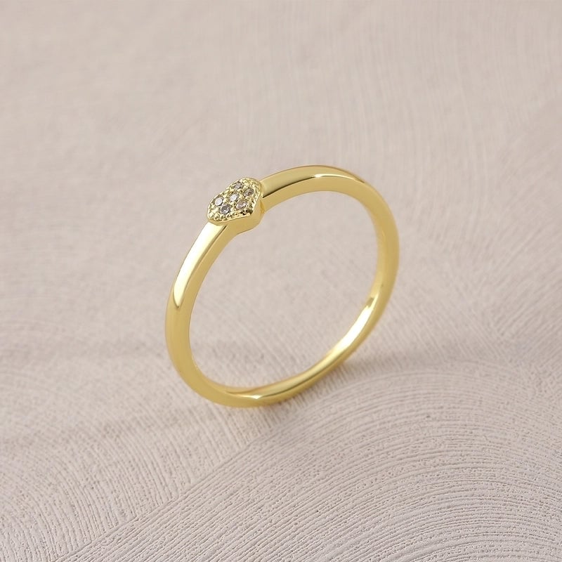 Copper 18K Gold Plated Gold Plated Plating Inlay Water Droplets Heart Shape Zircon Open Rings Rings