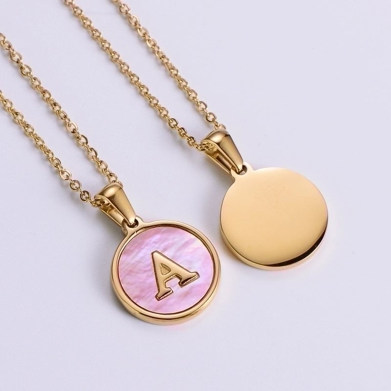 304 Stainless Steel 18K Gold Plated Fashion Plating Letter Shell Pendant Necklace