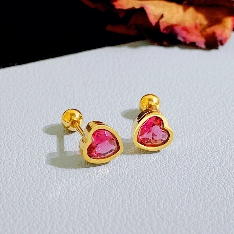 1 Pair Minimalist Heart Shape Plating Titanium Steel Gold Plated Ear Studs