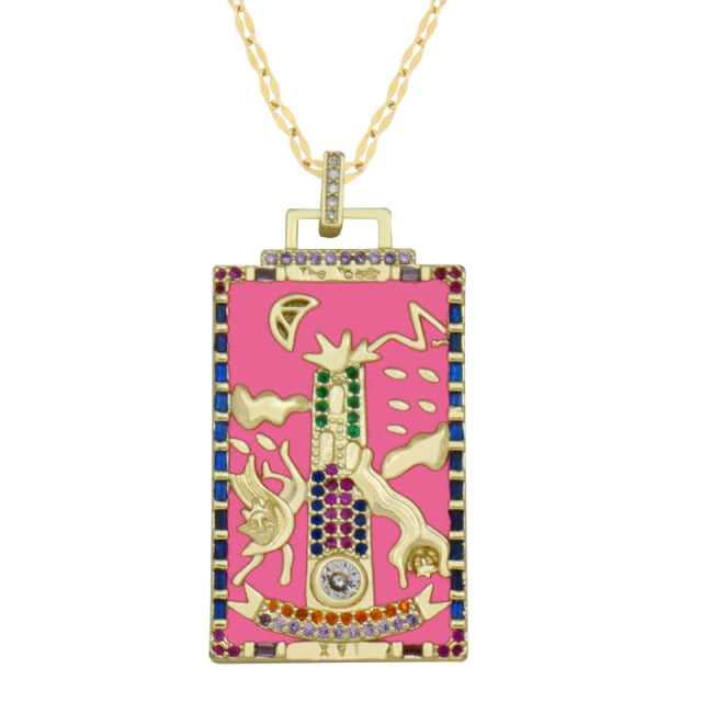 Diamond Tarot Card Necklaces