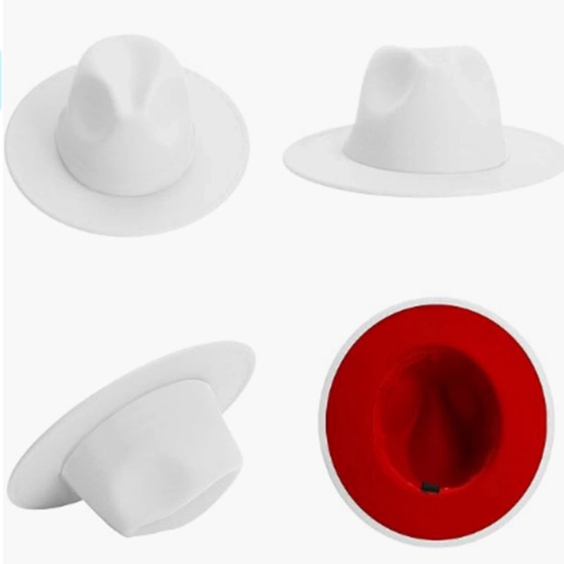 Hot Sale Woolen Hat Fashion Double-sided Color Matching Hat Men And Women Flat Brim Jazz