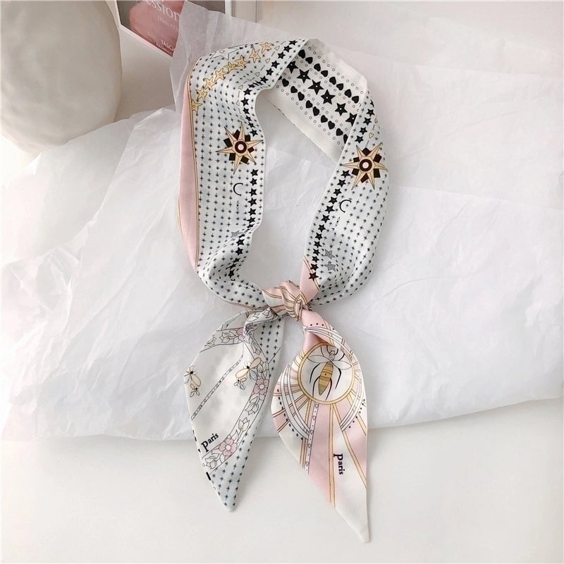 10 Pieces Women's Fashion Geometric Satin Silk Scarves