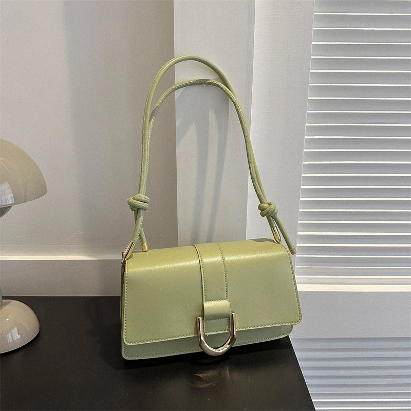 Women's Pu Leather Solid Color Basic Classic Style Square Magnetic Buckle Crossbody Bag Underarm Bag