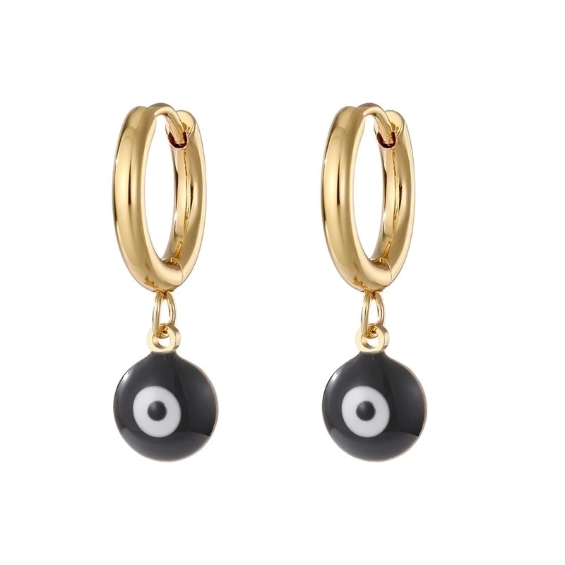 1 Pair Sweet Minimalist Eye Enamel 201 Stainless Steel Resin Dangling Earrings