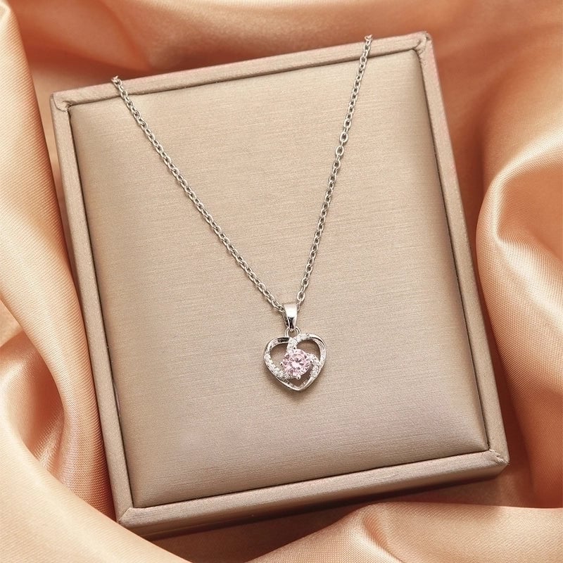 2 Pieces Vintage Style Heart Shape Flower Bow Knot Titanium Steel Copper Tassel Plating Inlay Zircon Pendant Necklace