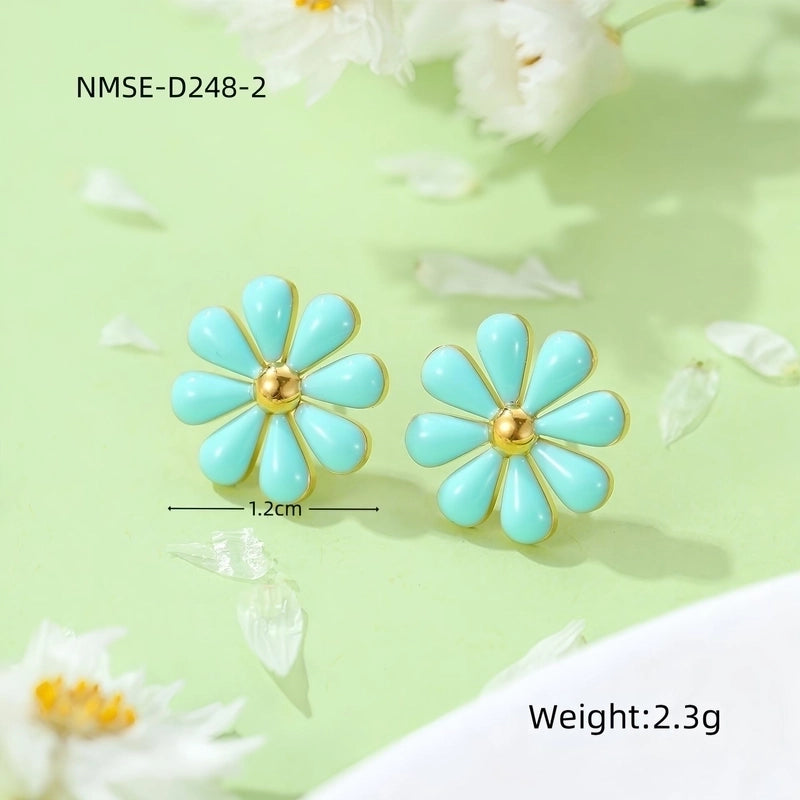 1 Pair Pastoral Daisy 304 Stainless Steel Ear Studs