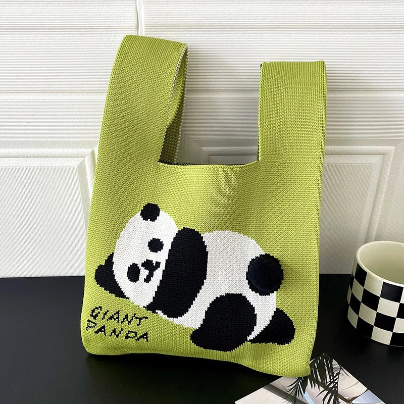 Women's Medium Knit Animal Cute Basic Open Handbag