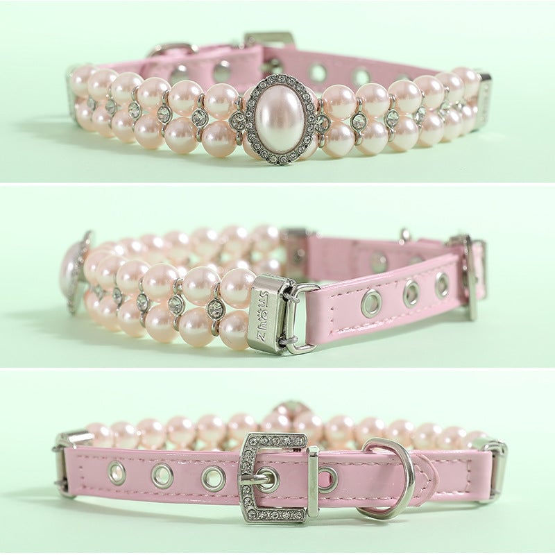 Jeweled Pearl Decor Dog Collar&Leash