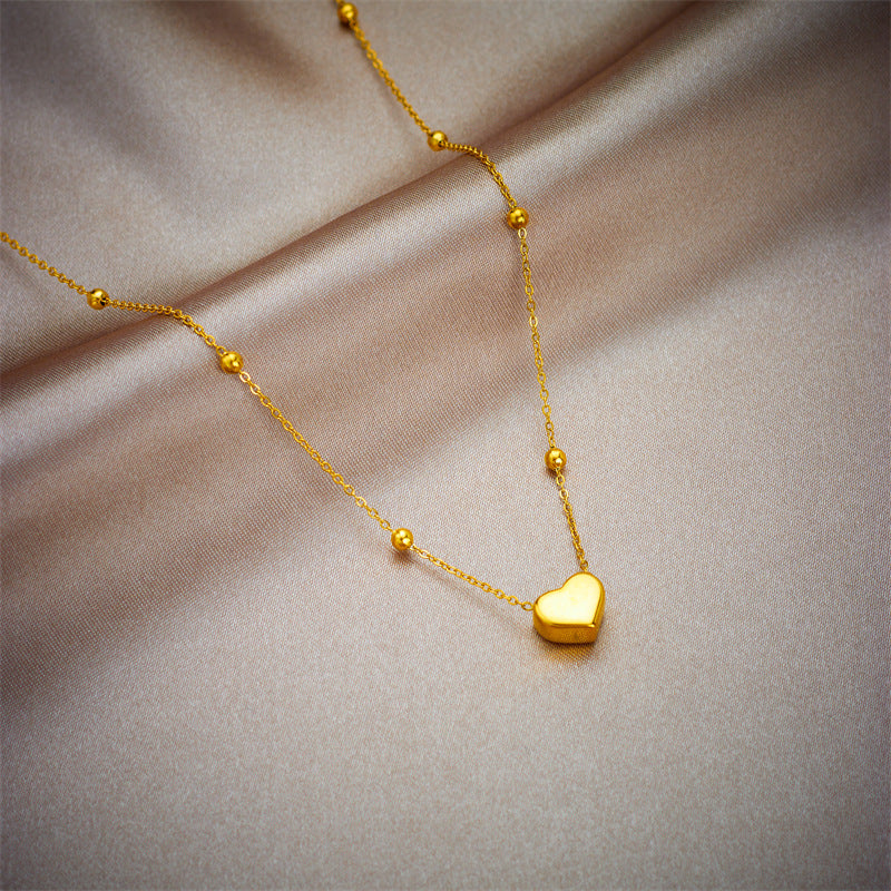 Fashion Women Heart Chain Titanium Steel Electroplating Jewelry Sets