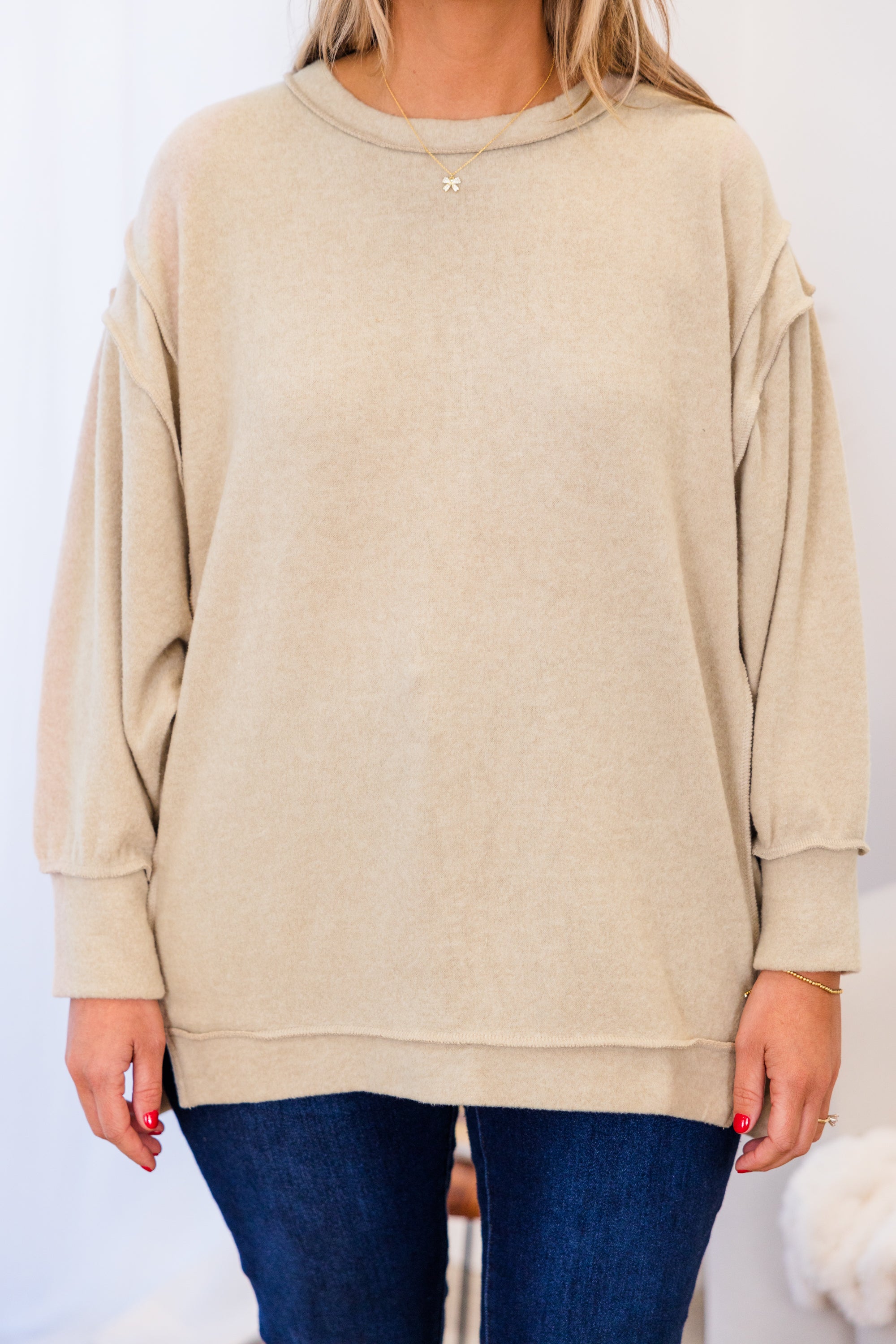 Say Hello Sweater. Light Mocha