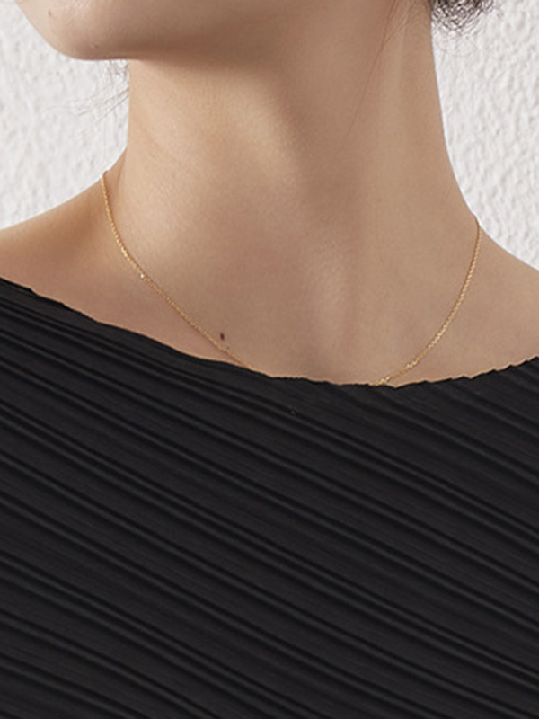 Simple Three-Quarter Sleeves Loose Pleated Solid Color Round-Neck T-Shirts Tops