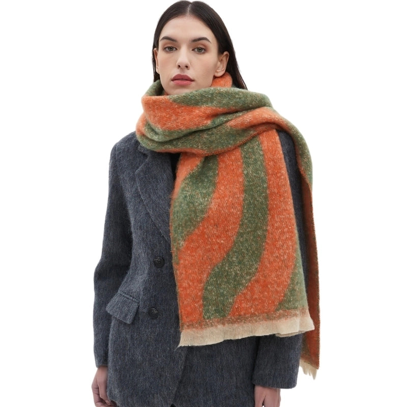 Unisex Casual Minimalist Color Block Stripe Polyester Scarf