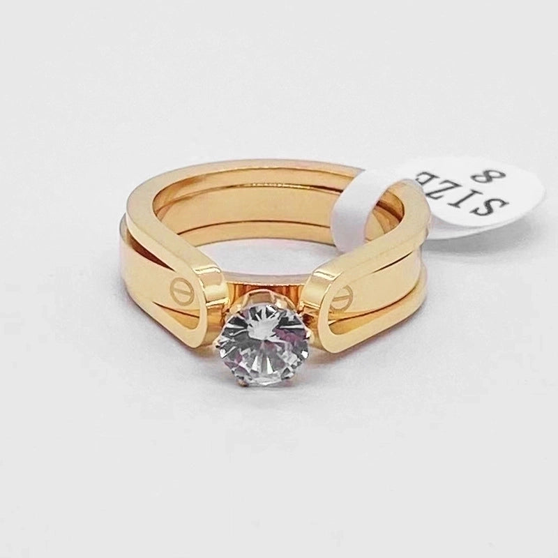 Minimalist U Shape Titanium Steel Artificial Diamond Rings In Bulk